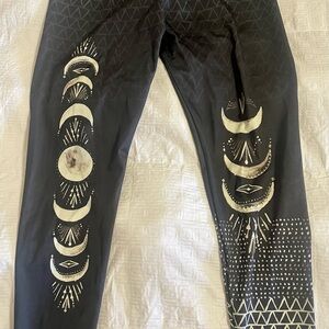 Black Leggings with Moon Phase Design